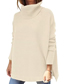 Fashion Apricot Polyester Slit Turtleneck Knitted Sweater
