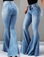 Fashion Light Blue High-waist Shredded Denim Flared Pants