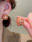 Fashion 28# Ear Buckle-red U-shaped Peas (real Gold Plating) Alloy Drip Oil U-shaped Earrings
