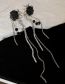 Fashion Ear Clip - Black Alloy Diamond Chain Tassel Rose Drop Earrings