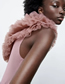 Fashion Pink Tulle One-shoulder Bodysuit