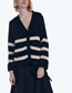 Fashion Black Striped Knitted Jacket