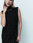 Fashion Black Pearl-embellished Knitted Dress