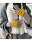 Fashion Green Polyester Wool Knit Smiley Embroidered Five Finger Gloves