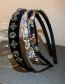 Fashion Headband - Black (colored Diamonds) Fabric Diamond-encrusted Geometric Wide-brimmed Headband