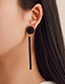 Fashion Black Alloy Chain Tassel Earrings
