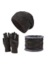 Fashion Black Polyester Knit Sweater Hat Five Finger Gloves Scarf Set