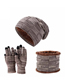 Fashion Brown Polyester Knit Sweater Hat Five Finger Gloves Scarf Set