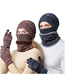 Fashion Maroon Acrylic Knitted Wool Cap Five-finger Gloves Scarf Mask Four-piece Set