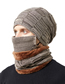 Fashion Two-color Square Hat Scarf Mask Kit Purple Two-tone Square Knit Scarf Beanie Mask Set