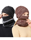 Fashion Two-color Square Hat Scarf Mask Kit Pink Two-tone Square Knit Scarf Beanie Mask Set