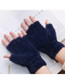Fashion Grey Nylon Half Finger Plush Gloves