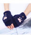 Fashion Grey Mink Fur Cat Claw Flip Half Finger Gloves