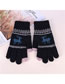 Fashion Grey Acrylic Fawn Jacquard Five Finger Gloves
