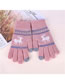 Fashion Pink Acrylic Fawn Jacquard Five Finger Gloves