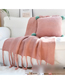 Fashion Leather Pink Pillow 45*45cm (with Core) Coarse Wool Woven Fringed Sofa Blanket