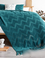 Fashion Khaki 130*170 (including Tassel) Solid Color Knitted Wave Pattern Sofa Blanket