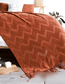 Fashion Off-white 130*240 (including Tassel) Solid Color Knitted Wave Pattern Sofa Blanket