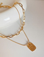 Fashion Gold Alloy Square Double Chain Necklace