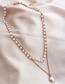 Fashion Necklace Silver Geometric Pearl Chain Double Necklace