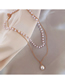 Fashion Necklace Silver Geometric Pearl Chain Double Necklace