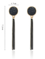 Fashion Black Metal Geometric Round Long Tassel Drop Earrings