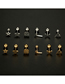 Fashion 4#gold Titanium Steel Geometric Piercing Stud Earrings