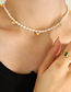 Fashion Gold Titanium Steel Pearl Beaded Heart Necklace