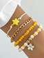Fashion Gold Colorful Rice Beads Beaded Oil Drops Flowers Pentagram Bracelet Set