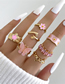 Fashion 2# Alloy Diamond Drip Oil Pentagram Flower Butterfly Ring Set