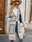 Fashion Beige Blend Contrast Zebra Print Cardigan Jacket