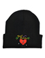 Fashion Black Acrylic Letter Heart Embroidered Knit Beanie
