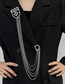 Fashion Silver Alloy Diamond Chain Fringe Shield Brooch