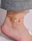 Fashion Rose Gold Titanium Cutout Clover Pendant Anklet