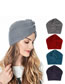Fashion #8 Navy Blue Acrylic Solid Knit Crossover Beanie