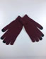 Fashion Claret Imitation Cashmere Solid Color Five Finger Gloves