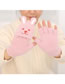 Fashion Minimalist Gray Plush Rabbit Flip Half Finger Gloves