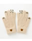 Fashion Beige Knit Panda Half Finger Flap Gloves