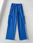 Fashion Sky Blue High-waisted Three-dimensional Straight-leg Cargo Trousers