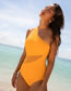 Fashion Yellow Nylon One-shoulder One-piece Swimsuit