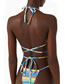 Fashion Color Polyester Halterneck Tie-print Two-piece Swimsuit