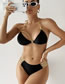 Fashion Black Solid Color Strappy Bronzing One-piece Swimsuit