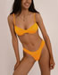 Fashion Coffee Color Nylon Pleated Two-piece Swimsuit