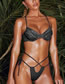 Fashion Black Nylon Lace-up Ruched One-piece Swimsuit
