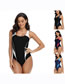 Fashion Grey Polyester Color Block One-piece Swimsuit