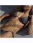 Fashion Silver Silver Silk Cloth Pleated Halter Neck Ties Two-piece Swimsuit