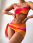 Fashion Rose Red Polyester Tie-dye Two-piece Swimsuit Three-piece Set