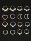 Fashion 3# Silver Copper And Diamond Geometric Heart Piercing Stud Earrings