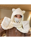 Fashion White Plush Bear Bib Hooded Cap One-piece Gloves Mask Four-piece Set