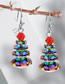 Fashion Magic Color Geometric Layered Crystal Christmas Tree Drop Earrings